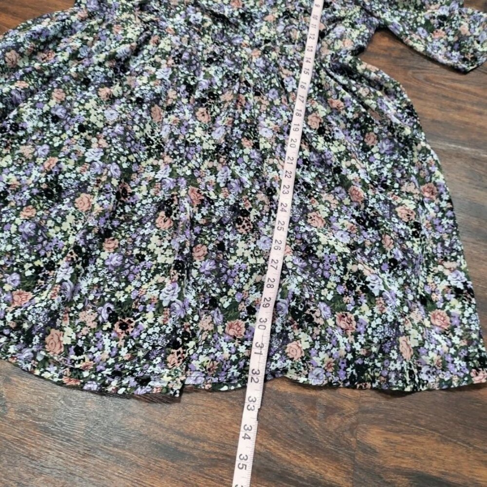 Noella Whimsy Fluttery Twee Ruffle Velvet Burnout Faux Wrap Sheer Dress S - Picture 9 of 13